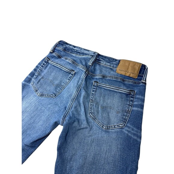 American Eagle AirFlex Skinny Jeans Whiskered Light Wash 30x30 Stretch Denim - Picture 9 of 9